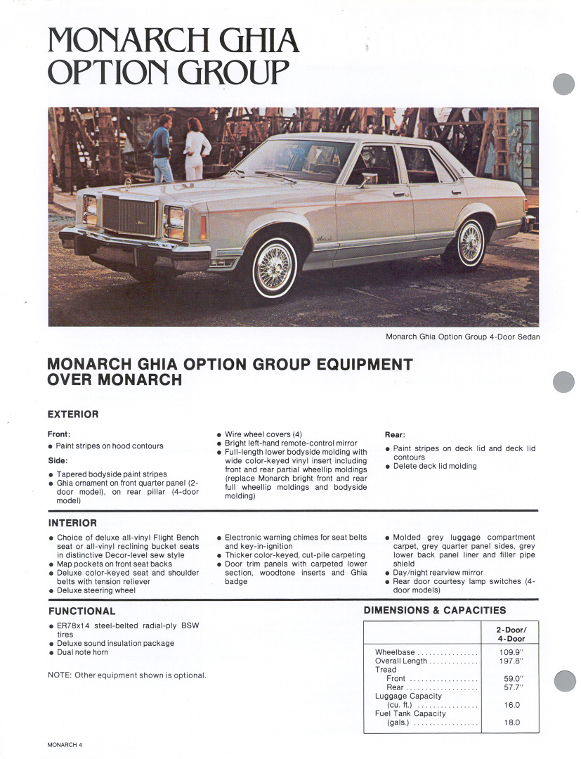 1980 Mercury Monarch Fact Book Page 13